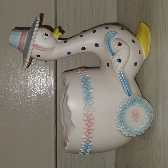 Vintage 1950's Relpo Easter Planter/Vase Polka Dot Duck In Sun Hat - Picture 3 of 6